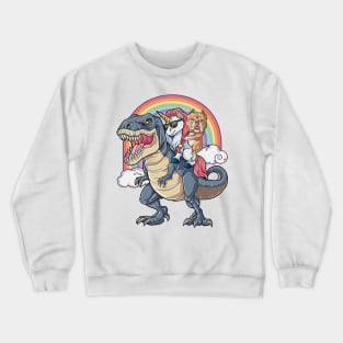 Pitbull Unicorn Ride T-rex Funny T-shirt For Lover Crewneck Sweatshirt